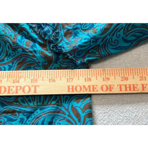 Cleobella-Blue Paisley Boho Henley Blouse, Small - Picture 6 of 9